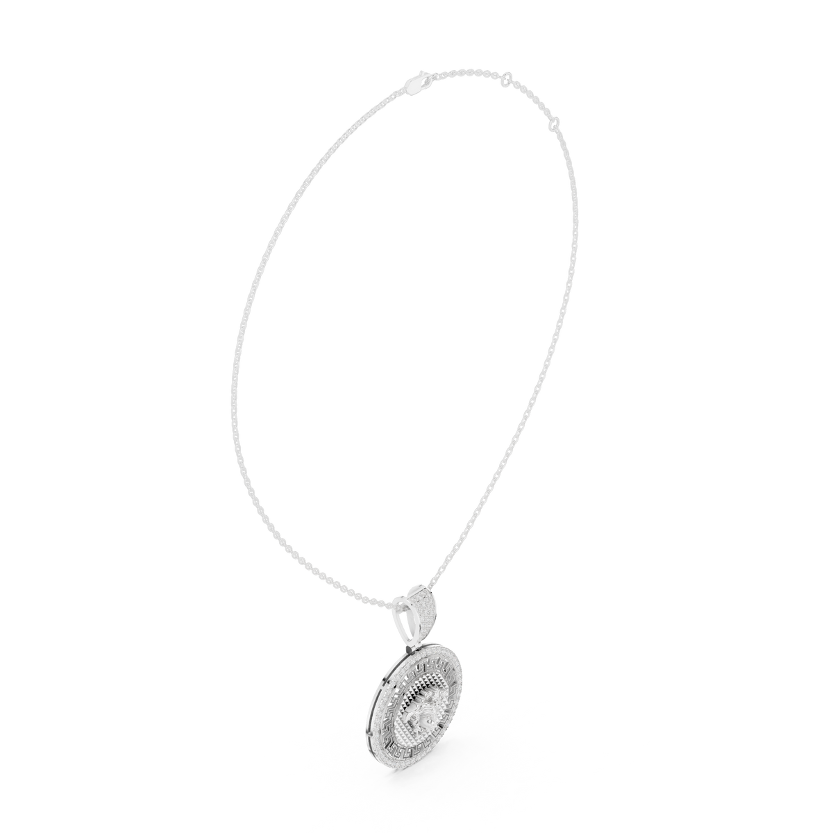 Greek Key Pattern Statement Charm Featuring Round Lab Grown Diamond - View 12