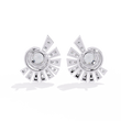 Exquisite Lab Grown Diamond Radiant Sunburst Round Diamond Statement Earrings - View 8