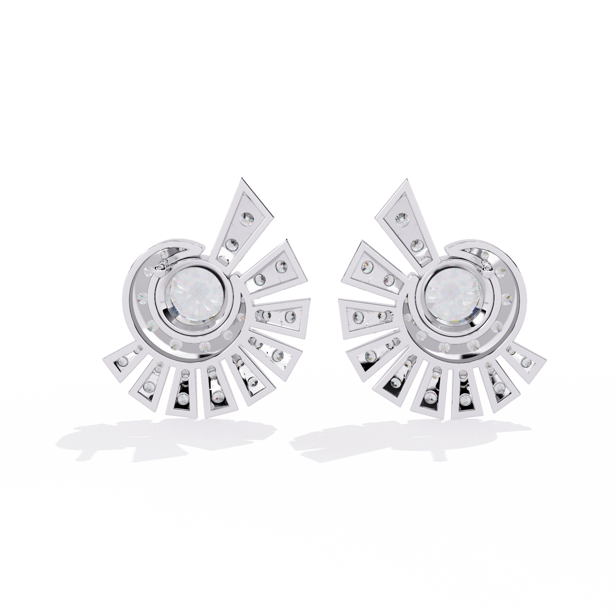 Exquisite Moissanite Diamond Radiant Sunburst Round Diamond Statement Earrings - View 8