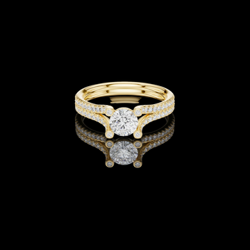 Round Cut Lab Diamond Split Shank Ring Baguette & Triple Pave