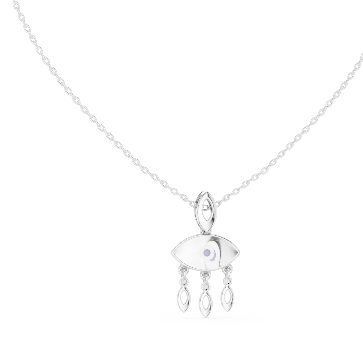 Motif Chandelier Statement Pendant with Round Moissanite Diamond - View 3