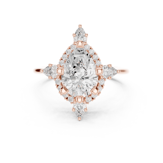 Pear Cut Moissanite Diamond Bezel Set Solitaire Ring - View 2