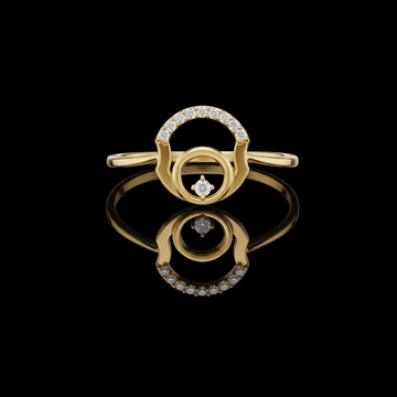 Open Circle Minimalist Ring With Round Moissanite Pave