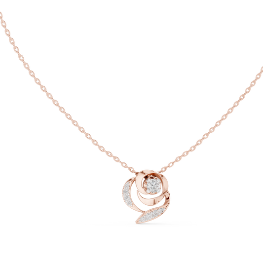 Abstract Swirl Petal Layering Pendant with Round Lab Grown Diamond - View 2
