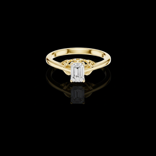 Emerald Cut Lab Diamond Solitaire Basket Ring