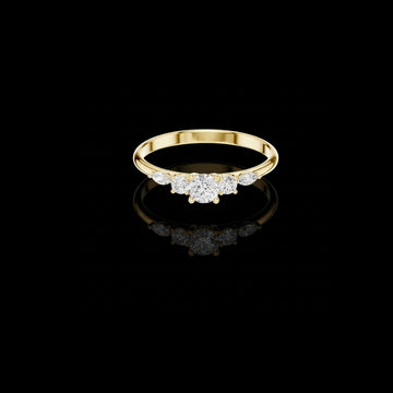 Minimalist Round Cut Lab Diamond Wedding Band With Sidestone