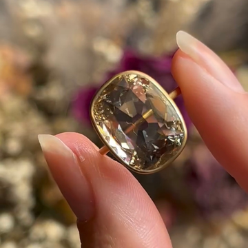 Cushion Rose Cut Lab Diamond Bezel Solitaire Gold Ring