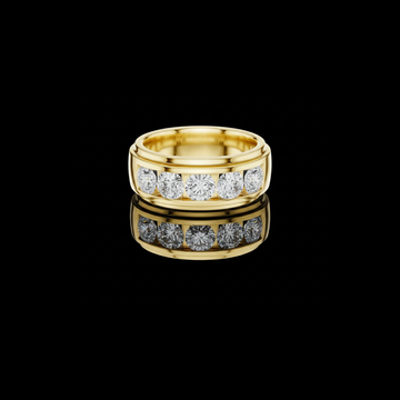 Round Cut Moissanite Diamond Men's Heavy Gold Classic Wedding Ring