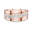 Round Cut Lab Grown Diamond Men's Curved Swirl Channel Set Gold Band - View 2