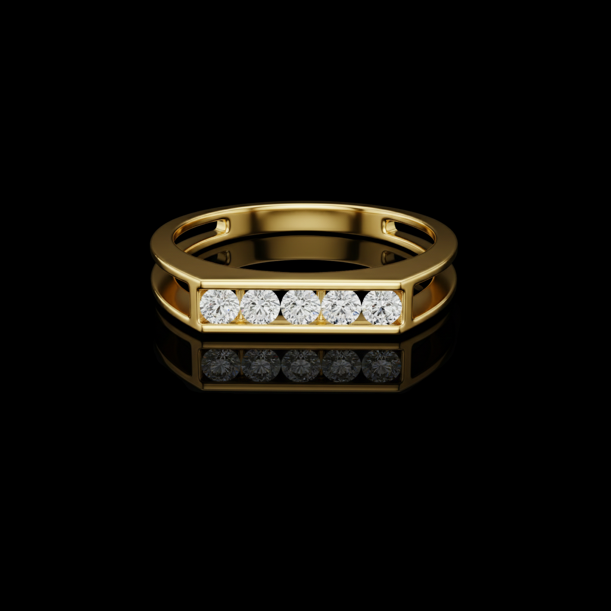 Round Cut Lab Grown Diamond Men's Five Stone Channel Set Wedding Band