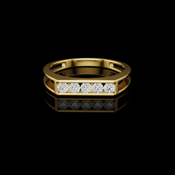 Round Cut Lab Grown Diamond Men's Five Stone Channel Set Wedding Band