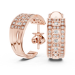 Round Moissanite Diamond Geometric Grid C Hoop Earrings with Micro Pavé Rows - View 8