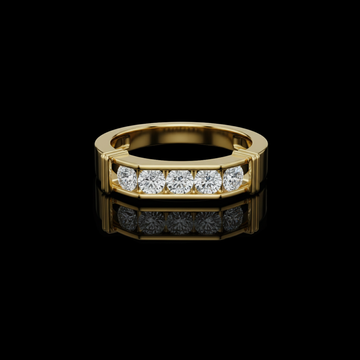 Round Cut Lab Grown Diamond Men's Gold Channel Set Anniversary Band