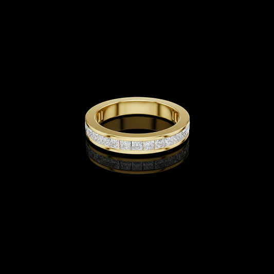 Exquisite Princess Cut Moissanite Diamond Channel Set Wedding Band