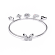 Round Moissanite Diamond Charm Bangle Bracelet Heart & Symbol Charms - View 4