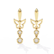 Elegant Butterfly Lab Grown Diamond Drop Earrings with Pave Accents and Bezel Set Round Diamonds - View 7