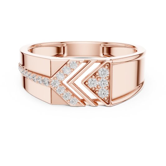Round Cut Moissanite Diamond Men's Geometric Angular Cutout Statement Band - View 2