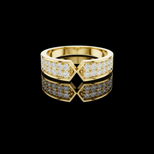 Round Cut Lab Grown Diamond Men's Hourglass Chevron Point Statement Ring