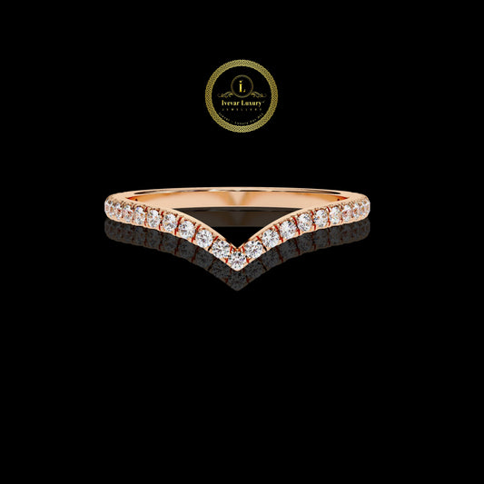 Chevron Brilliant Round Moissanite Diamond Wedding Eternity Band - View 2