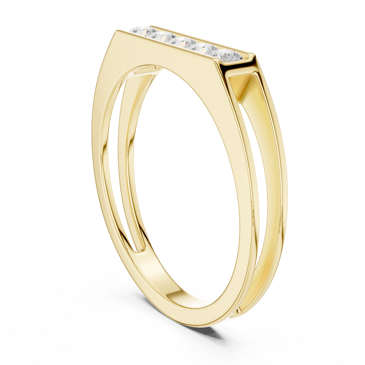Round Cut Lab Grown Diamond Men's Five Stone Channel Set Wedding Band - View 5