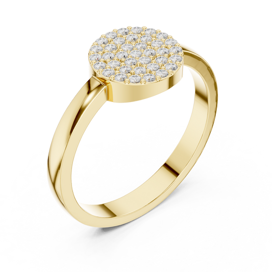 Round Pave Diamond Statement Lab Diamond Ring - View 2