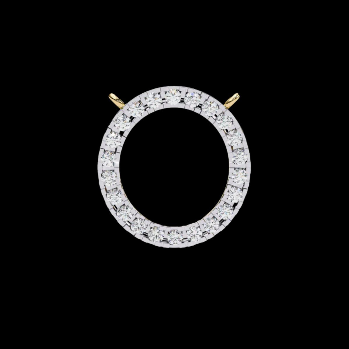 Round Cut Moissanite Diamond Open Circle Halo Pendant