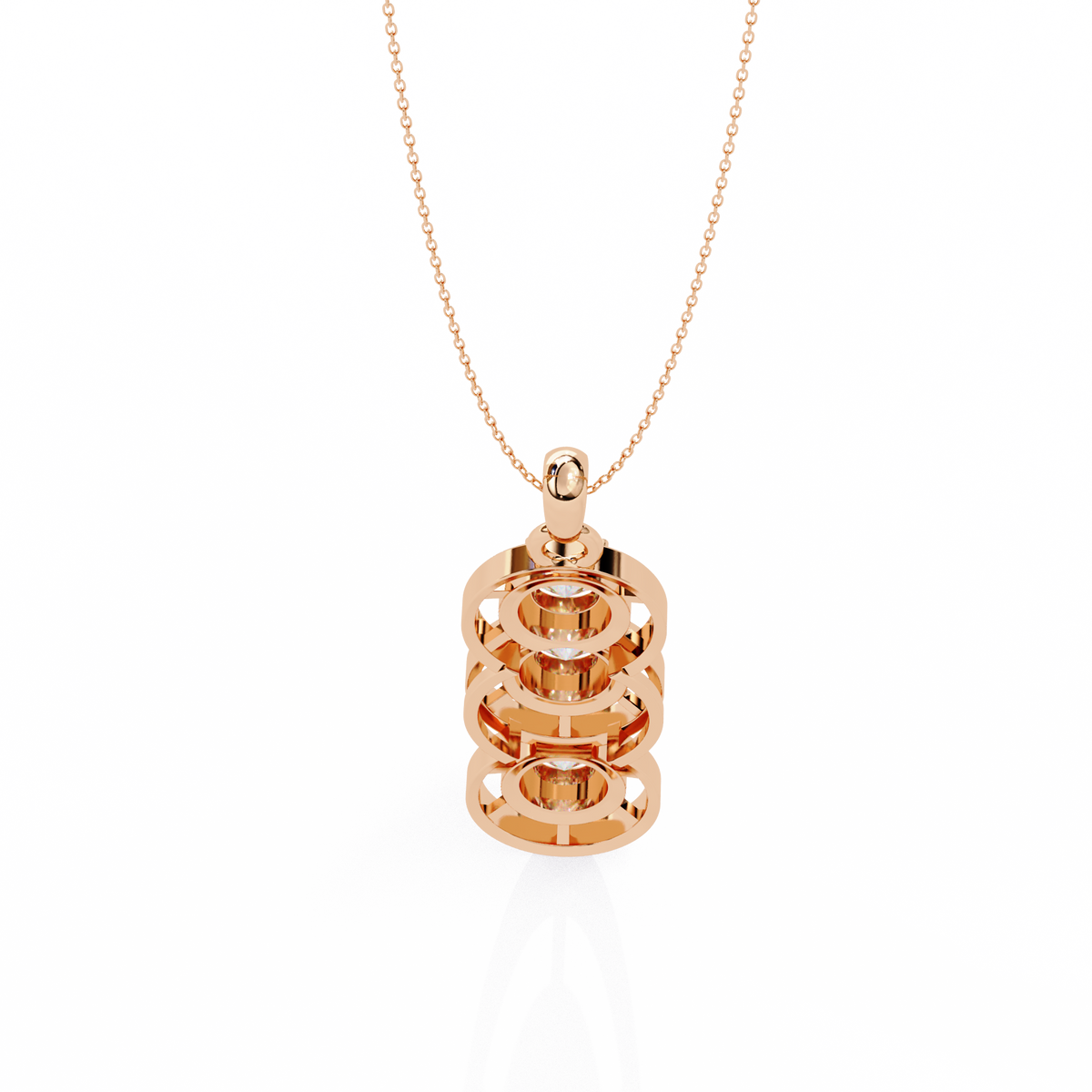 Three Stone Drop Pendant with Round Moissanite Diamond - View 9