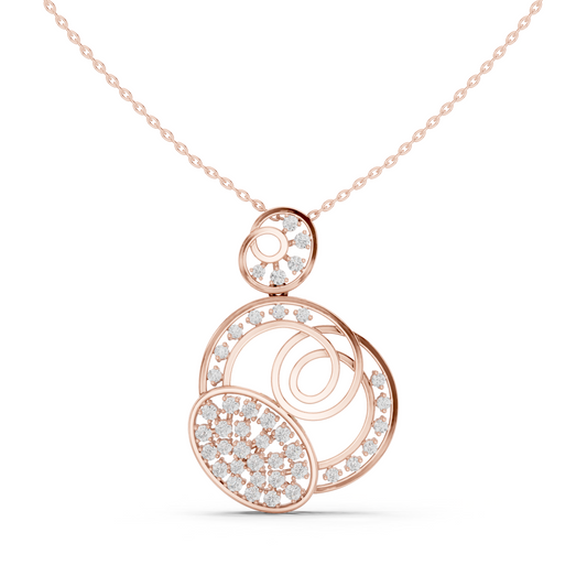 Abstract Swirl Circle Lab Grown Pendant with Pave Accents - View 2