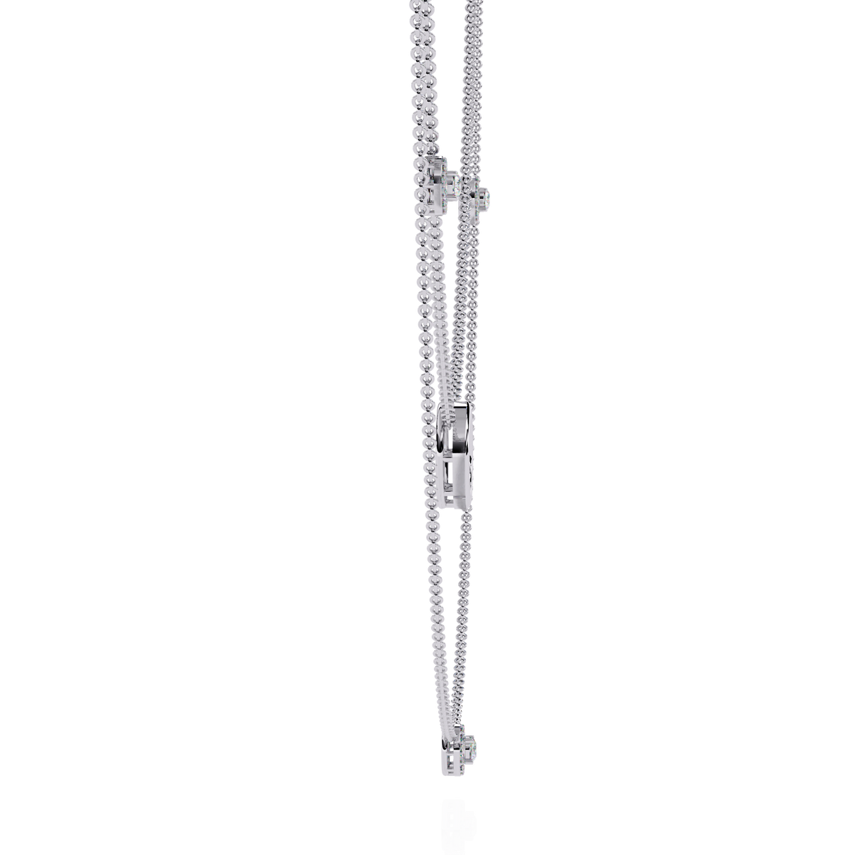Layered Open Circle Bezel Moissanite Diamond Double Necklace - View 9