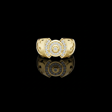 Round Cut Lab Grown Diamond Men's Circular Medallion Arch Bracket Statement Band