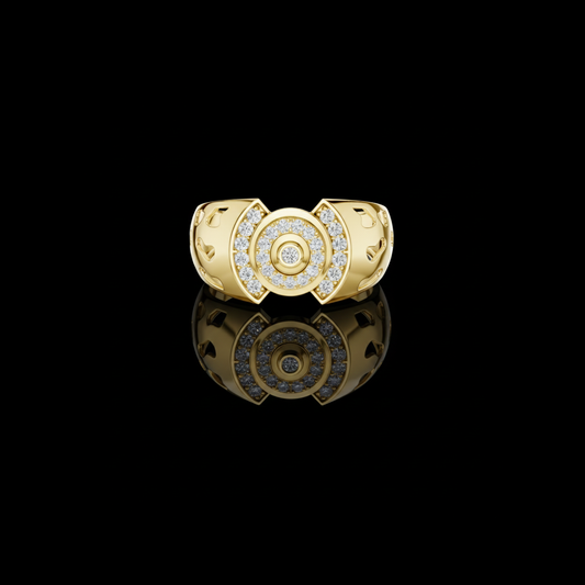 Round Cut Lab Grown Diamond Men's Circular Medallion Arch Bracket Statement Band
