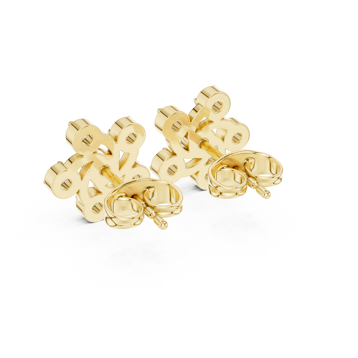 Golden Pinwheel Swirl Cluster Stud Moissanite Diamond Earrings with Dynamic Circular For Her - View 10