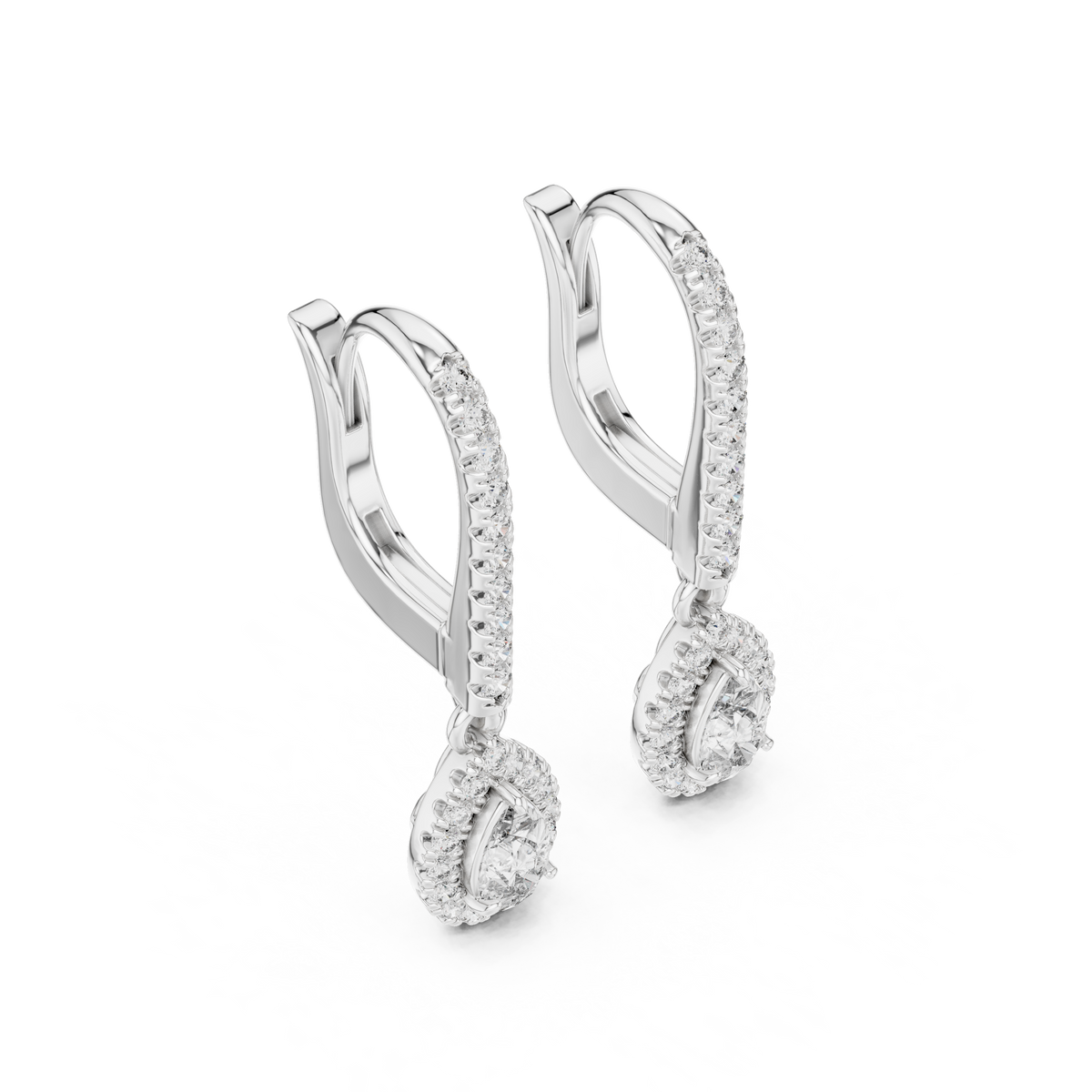 Bright Pear Cut Lab Diamond Drop Earrings Premium Halo Dangle Jewelry - View 6