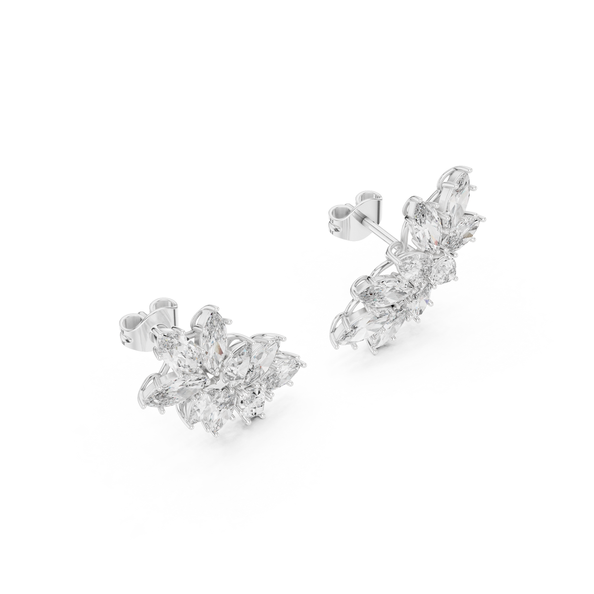 Marquise Cut Lab Diamond Solitaire Stud Earrings Interlocking Loop Knot - View 6