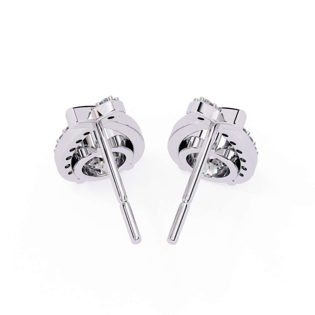 Teardrop Inspired Round Lab Diamond Earrings with Pave Accents - View 9