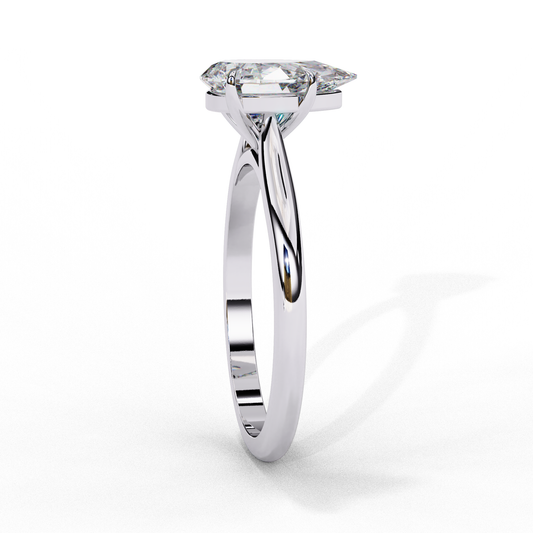 Pear Cut Moissanite Diamond Solitaire Wedding Ring - View 2