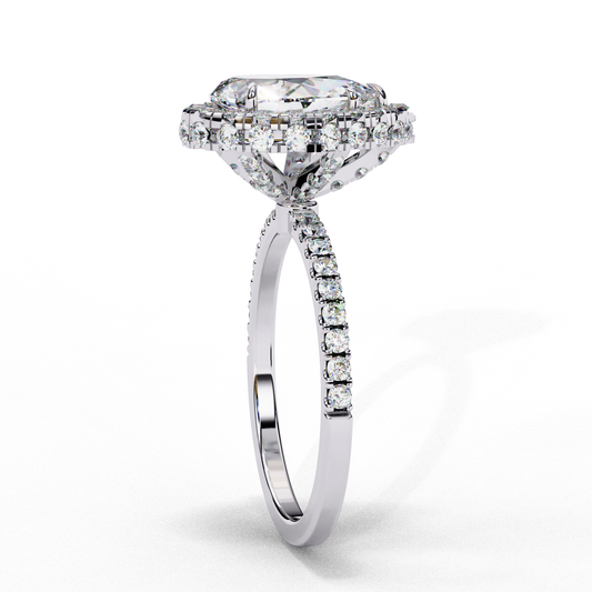 Classic Pear Halo Lab Diamond Ring - View 2