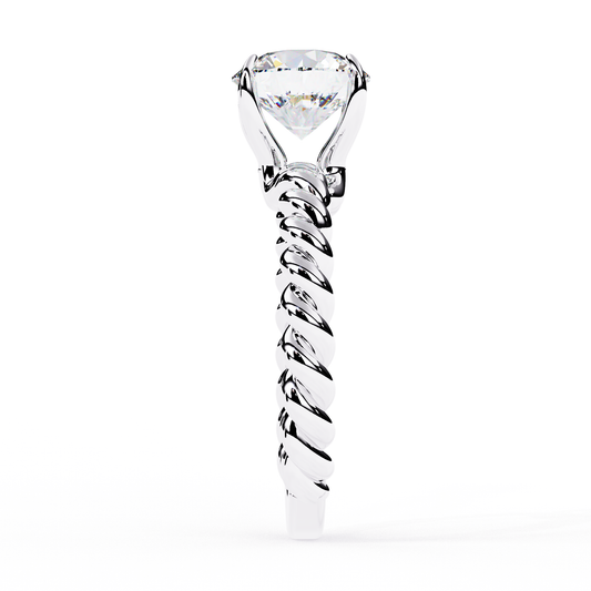 Round Cut Moissanite Diamond Rope Band Engagement Solitaire Ring - View 2