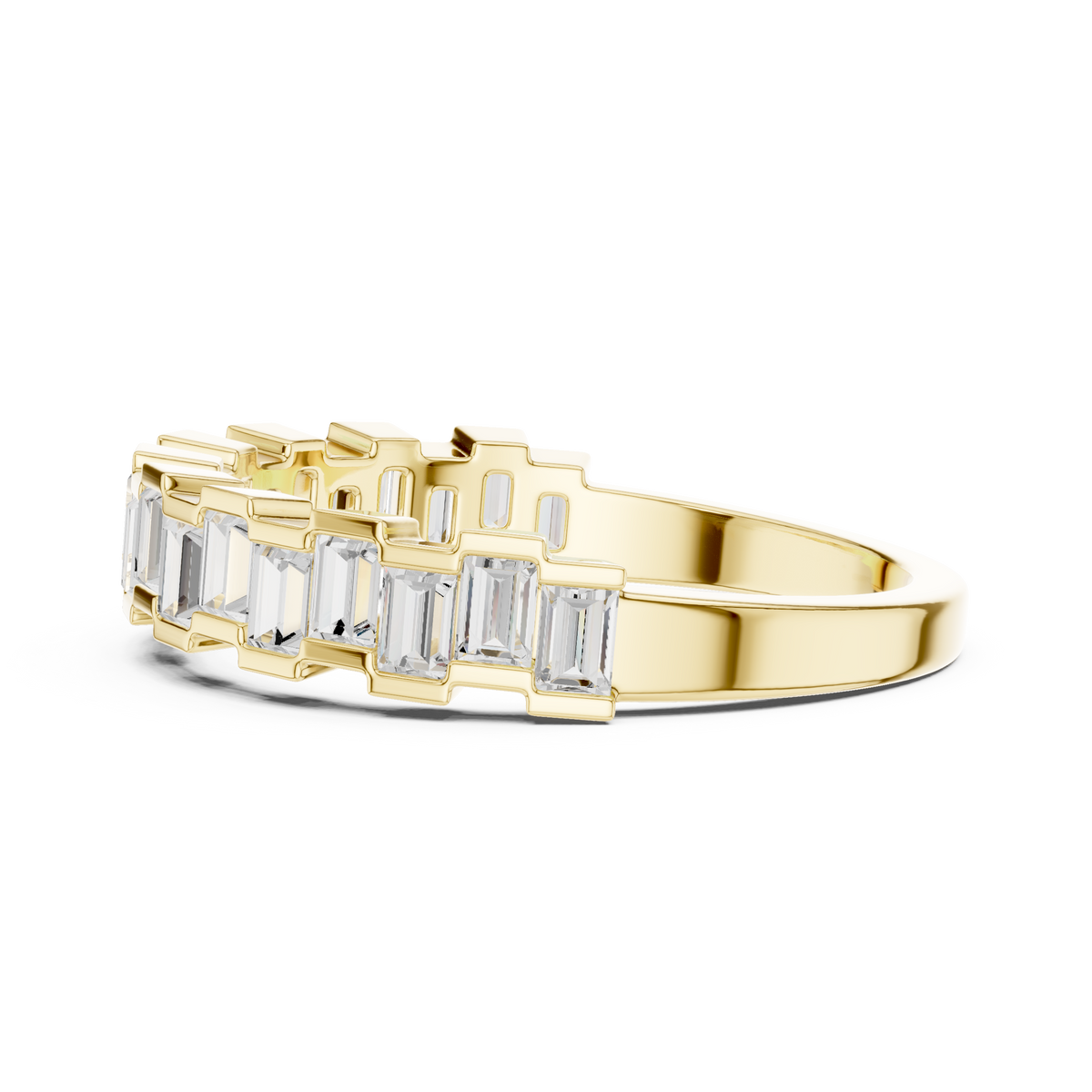 Baguette Cut Moissanite Diamond Half Eternity Wedding Band - View 4