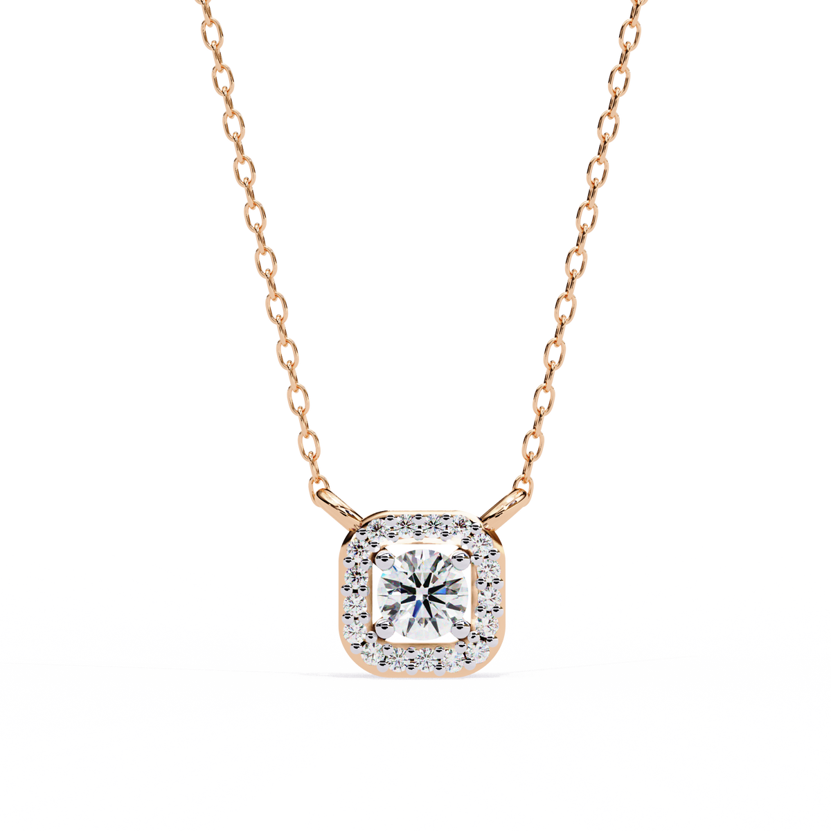 Square Rounded Silhouette Pendant with Round Moissanite Diamond - View 3