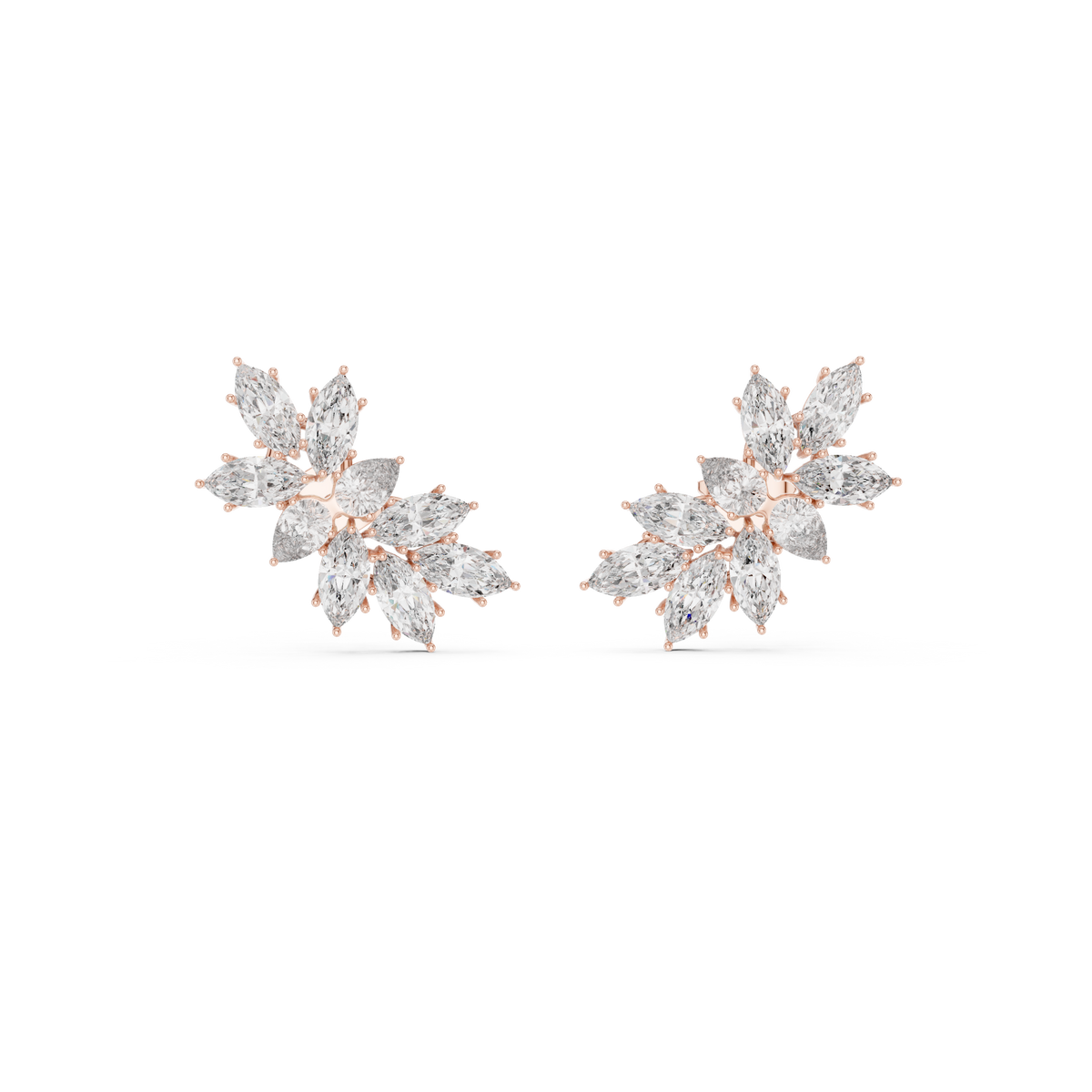 Marquise Cut Moissanite Diamond Solitaire Stud Earrings Interlocking Loop Knot - View 2