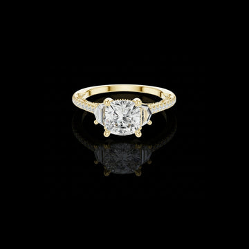 Cushion Pave Band Lab Diamond Engagement Ring