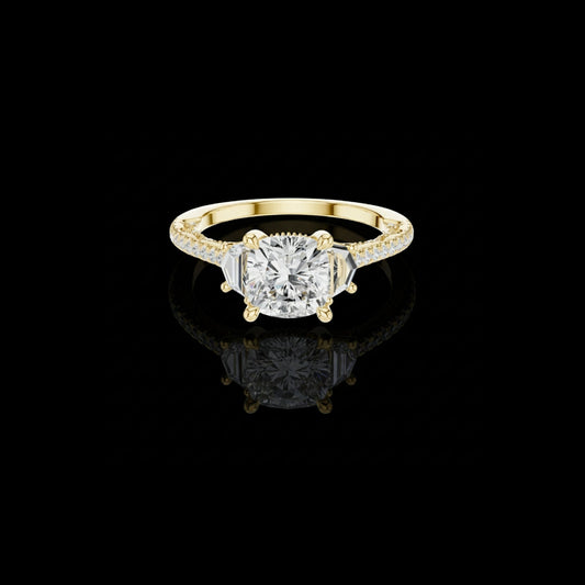 Cushion Pave Band Lab Diamond Engagement Ring
