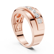 Round Cut Lab Grown Diamond Men's Curved Swirl Channel Set Gold Band - View 11