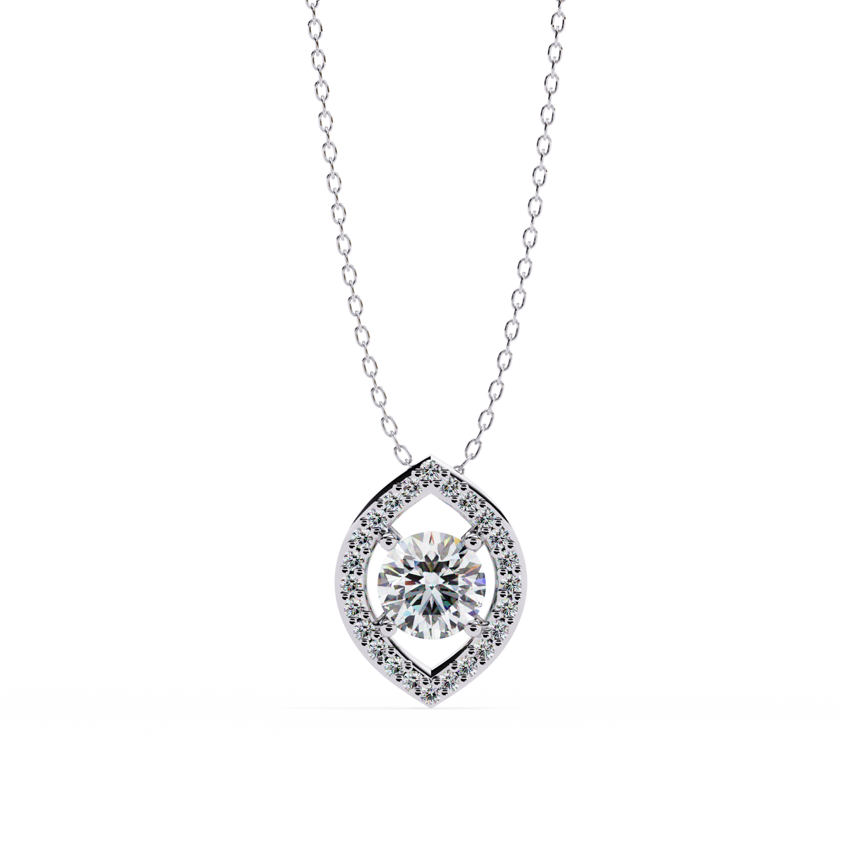Symmetrical Eye Shape Layering Pendant with Round Lab Grown Diamond - View 7