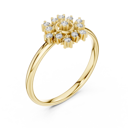 Round Moissanite Diamond Nature Inspired Cluster Ring - View 2