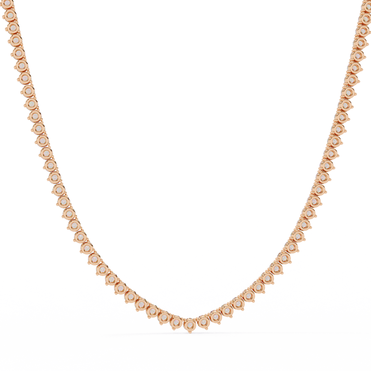 Round Cut Lab Grown Diamond V Shape Tennis Necklace - View 11