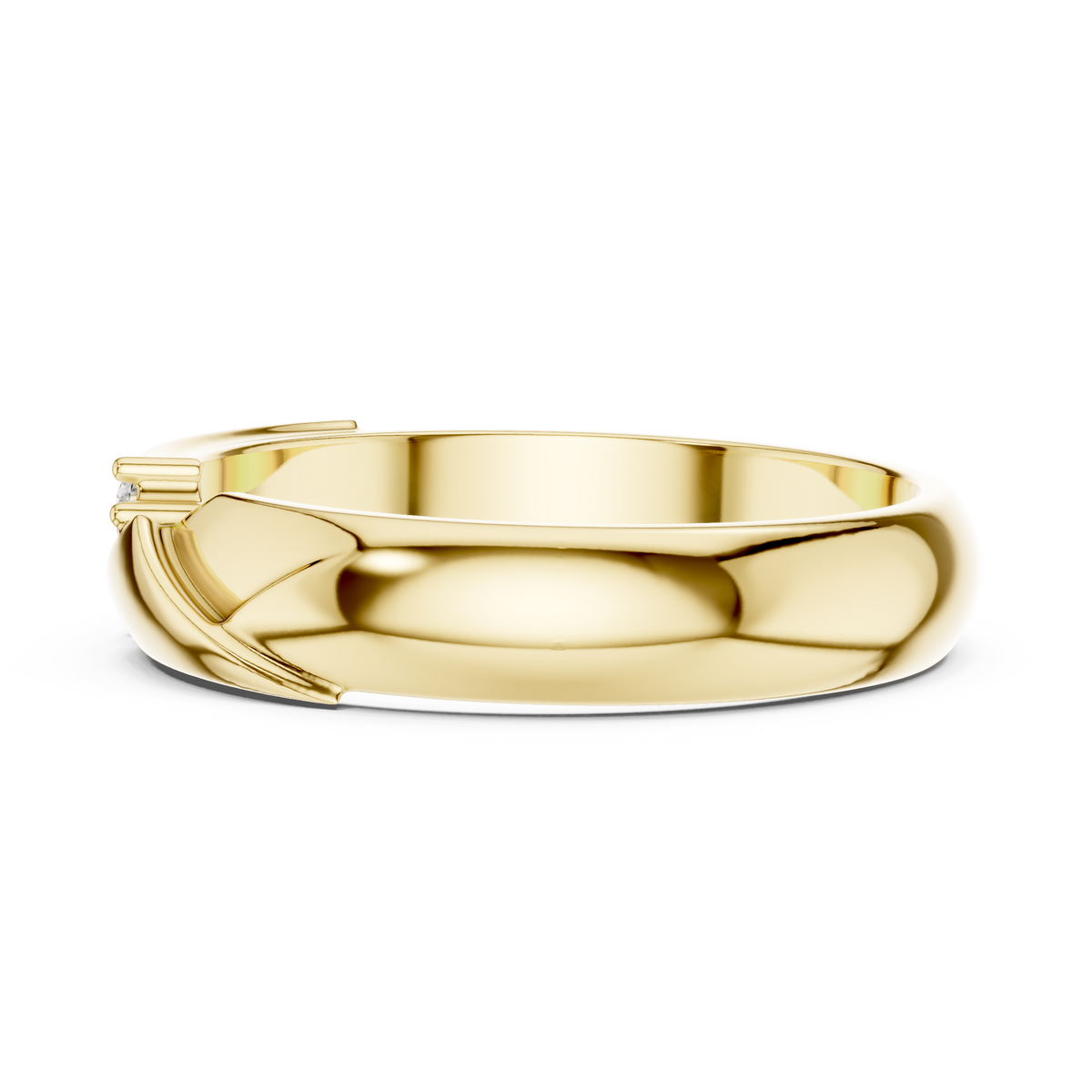 Round Cut Lab Grown Diamond Men's Three Stone Diagonal Wedding Band - View 8