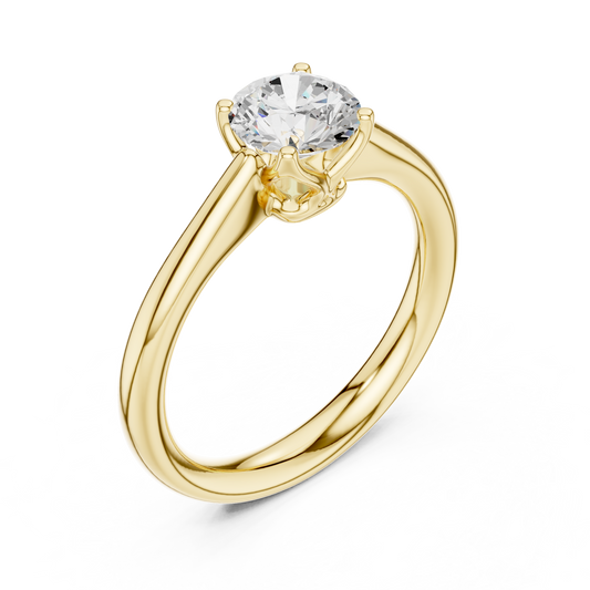 Round Cut Moissanite Diamond Solitaire Ring Four Prong Tulip Basket Setting - View 2