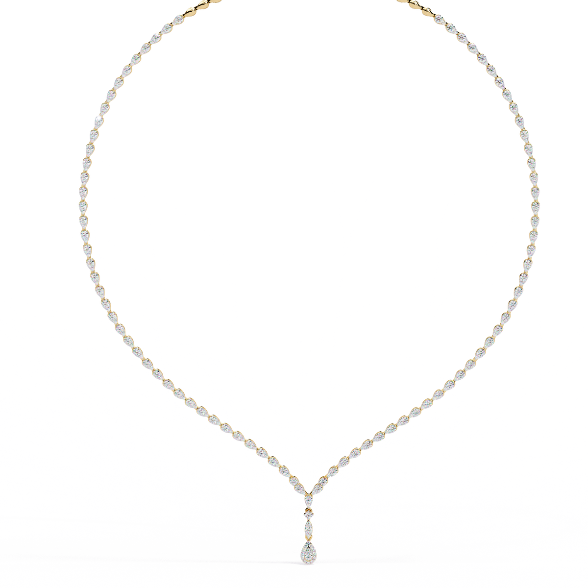 Pear Lab Grown Diamond V Drop Tennis Necklace - View 8